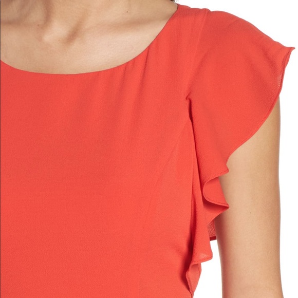 Julia Jordan Red / Orange Flutter Ruffle Sleeve Dress size 2 - Picture 6 of 7